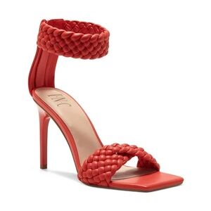 INC Womens Adalie Leather Orange Braided Ankle Strap Heel 6.5